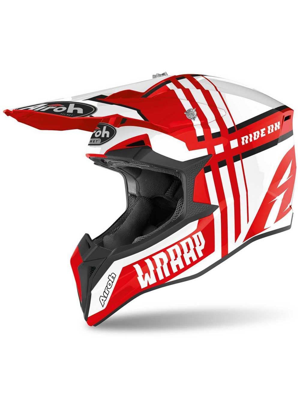 Шлем кросс AIROH Wraap Broken Red Gloss